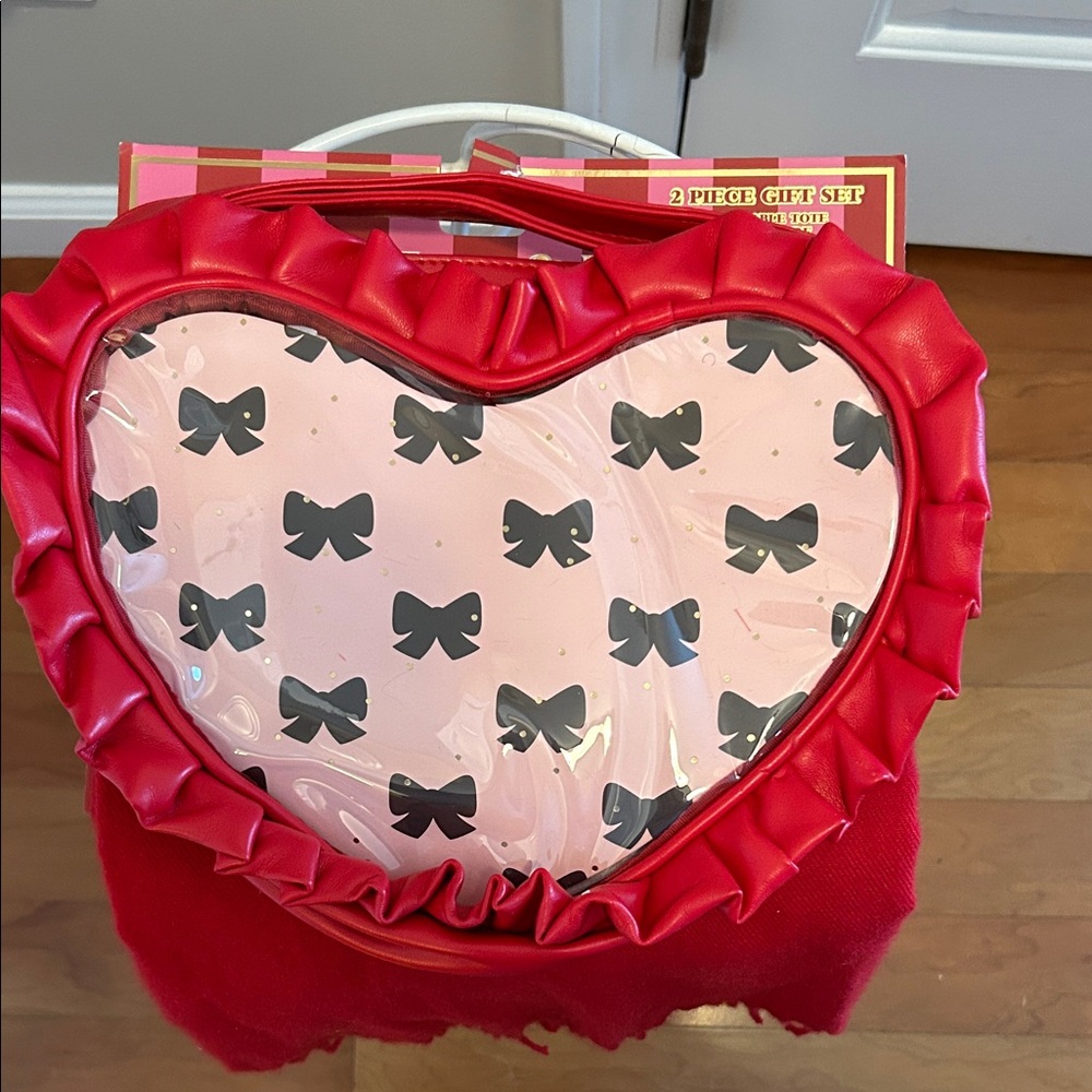 Red Heart Tote with Clear Opening. (Bows are just tissue paper)